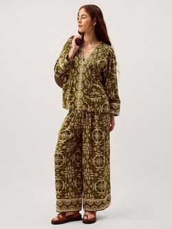 Monsoon Thalia V-Neck Floral Print Top, Green, Green