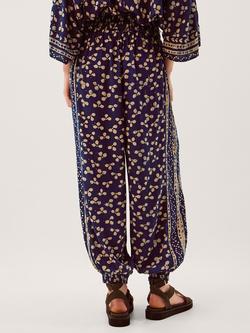 Monsoon Clover Balloon Trousers containing LENZING™ ECOVERO™ Viscose, Blue/Multi - view 2, Blue/Multi