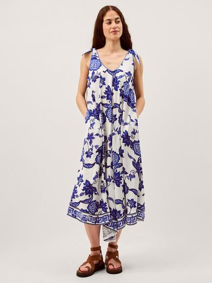 Monsoon Gloria Floral Jumpsuit containing LENZING™ ECOVERO™ Viscose, Blue/Multi, Blue/Multi