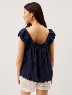 Monsoon Olivia Square Neck Pintuck Top - view 2, Navy
