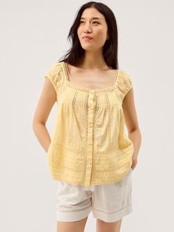 Monsoon Olivia Square Neck Pintuck Top, Yellow