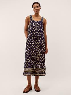 Monsoon Clover Wide Leg Jumpsuit containing LENZING™ ECOVERO™ Viscose, Navy/Multi, Navy/Multi