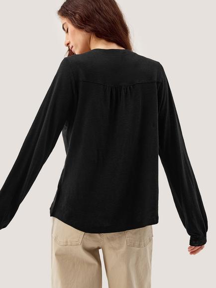 Monsoon Laney Lace Trim Linen Rich Shirt, Black - view 2, Black