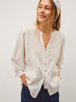 Monsoon Lelila Lace Trim Shirt, Ivory, Ivory