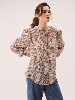 Monsoon Hope Heart Print Blouse, Brown, Brown