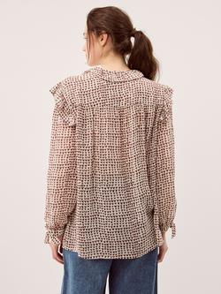 Monsoon Hope Heart Print Blouse, Brown - view 2, Brown