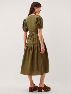 Monsoon Fawn Tiered Shirt Midi Dress, Khaki - view 2, Khaki