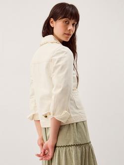 Monsoon Sadie Frill Trim Denim Jacket, Natural - view 2, Natural