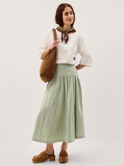 Monsoon Gaia Gingham Midi Skirt, Green/Multi, Green/Multi