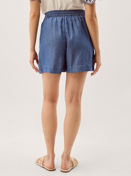 Monsoon Isla Embroidered Shorts, Denim Blue - view 2, Denim Blue