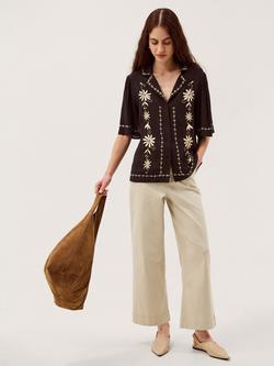 Monsoon Wren Embroidered Floral Shirt, Black, Black