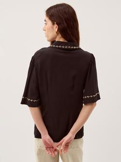 Monsoon Wren Embroidered Floral Shirt, Black - view 2, Black
