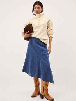 Monsoon Annie Asymmetric Denim Skirt, Blue, Blue
