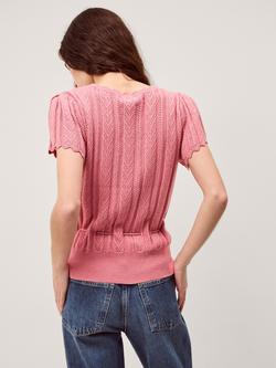 Monsoon Edie Embroidered Knit Top, Pink - view 2, Pink
