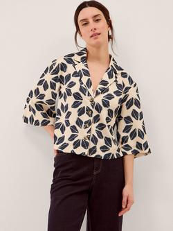 Monsoon Ellison Floral Print Shirt, Navy Blue, Navy Blue