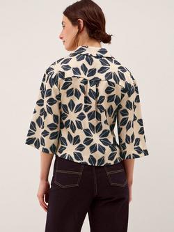 Monsoon Ellison Floral Print Shirt, Navy Blue - view 2, Navy Blue