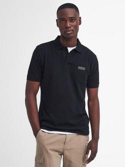 Barbour International Cotton Regular Fit Short Sleeve Polo Shirt, Black/Pewter, Black/Pewter