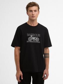 Barbour International Cowl Cotton Regular Fit Motorbike Graphic T-Shirt, Black