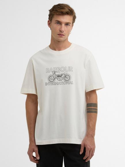 Barbour International Cowl Cotton Regular Fit Motorbike Graphic T-Shirt, Whisper White