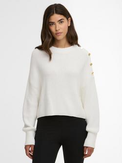 Barbour International Alexis Fisherman Knit Jumper, Off White, Off White