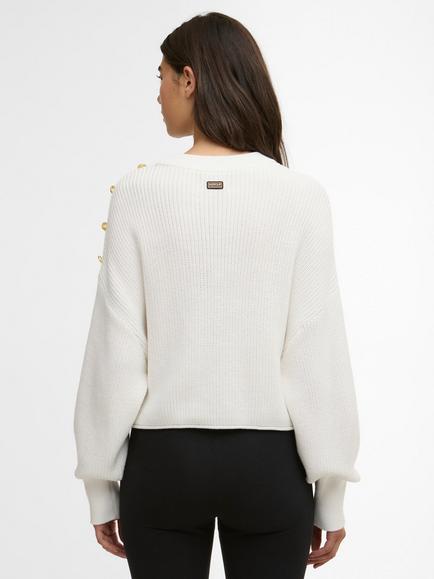 Barbour International Alexis Fisherman Knit Jumper, Off White - view 2, Off White