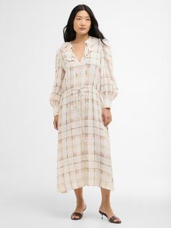 Barbour Asker Tartan Midi Dress, Silver Peony, Silver Peony