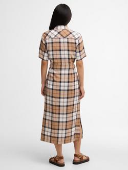 Barbour Fern Tartan Midi Dress, Hessian/Multi - view 2, Hessian/Multi