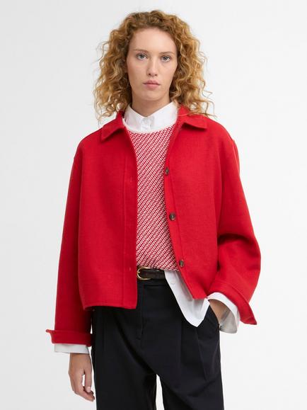 Barbour Amanda Double Faced Wool Blend Shacket, Poppy Red, Poppy Red