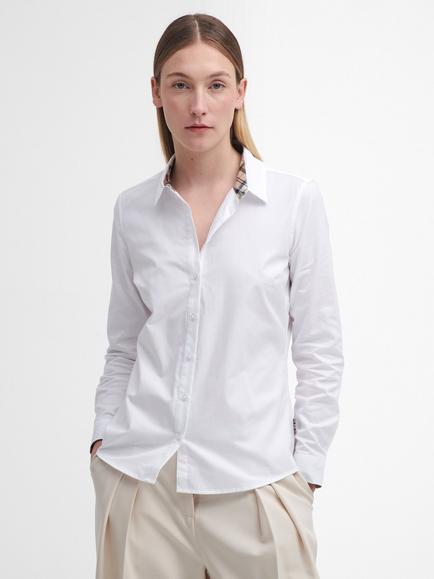Barbour Derwent Oxford Shirt, White/Hessian Tartan, White/Hessian Tartan