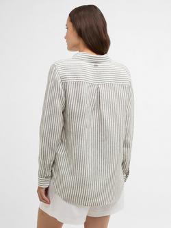 Barbour Marine Stripe Pure Linen Shirt, Dusky Khaki - view 2, Dusky Khaki