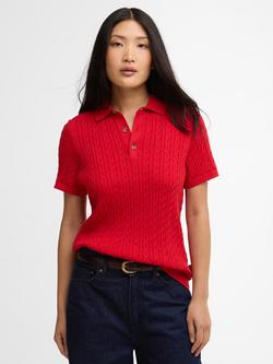 Barbour Hartland Knitted Polo Shirt, Poppy Red