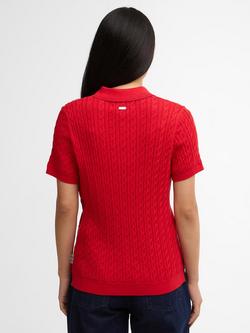 Barbour Hartland Knitted Polo Shirt - view 2, Poppy Red