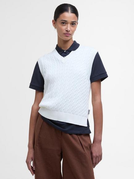Barbour Hartland Cable Knit Tank Top, Cloud