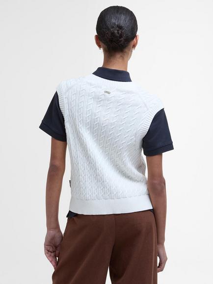 Barbour Hartland Cable Knit Tank Top - view 2, Cloud