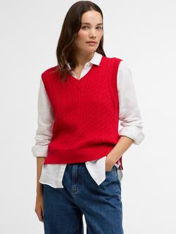 Barbour Hartland Cable Knit Tank Top, Poppy Red