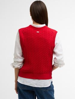 Barbour Hartland Cable Knit Tank Top - view 2, Poppy Red