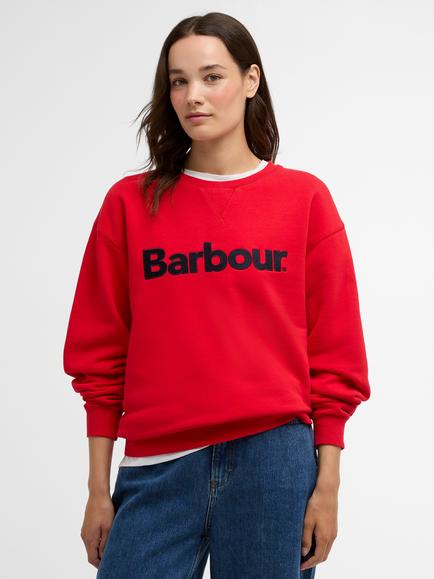 Barbour Hartland Logo Sweatshirt, Poppy Red