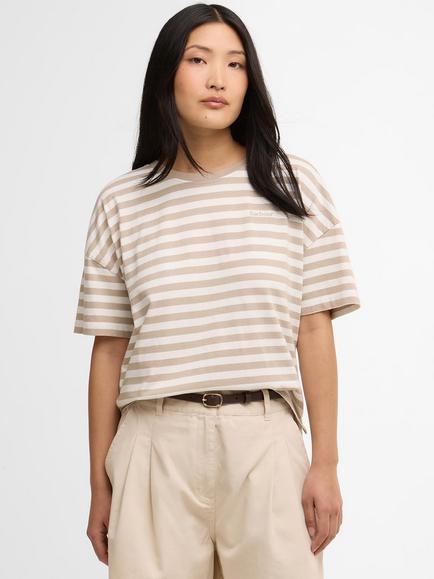 Barbour Adria Stripe T-Shirt, Light Sand Stripe, Light Sand Stripe