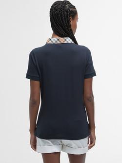 Barbour Malvern Tartan Collar Polo Shirt, Navy/Hessian - view 2, Navy/Hessian