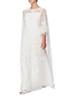 Raishma Cassie Embroidered Cape Wedding Dress, White, White