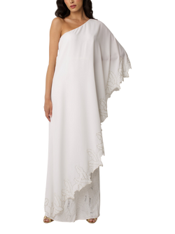 Raishma Cleopatra Drape Sleeve Wedding Dress, White, White