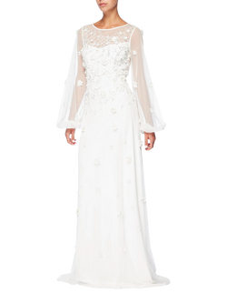 Raishma 3D Floral Wedding Dress, White, White