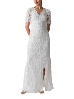 Raishma Francesca Beaded Floral Wedding Dress, White, White