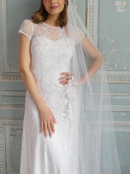 Raishma Fleur Embellished Wedding Dress, White - view 2, White