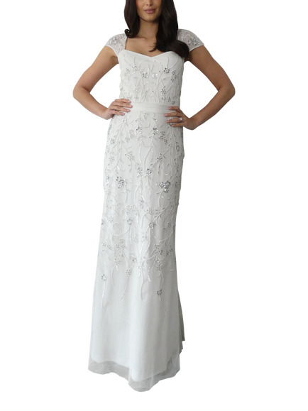 Raishma Abigail Embellished Floral Wedding Dress, White, White