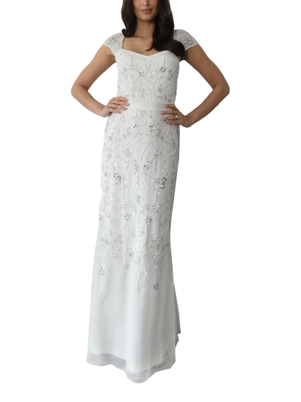 Raishma Abigail Embellished Floral Wedding Dress, White - view 2, White