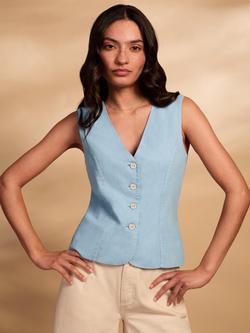 Celtic & Co. Linen Blend Waistcoat, Chalk Blue, Chalk Blue