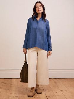 Celtic & Co. Drape Balloon Sleeve Top, Denim Blue - view 2, Denim Blue