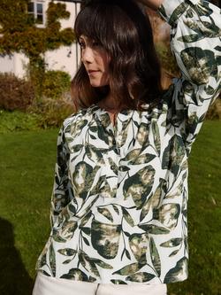 Celtic & Co. Leaf Print Woven Top, Chalk Khaki Leaf Print - view 2, Chalk Khaki Leaf Print