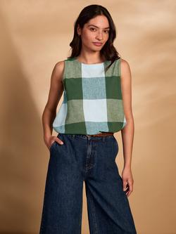 Celtic & Co. Sleeveless Pleat Back Swing Top, Green Multi, Green Multi